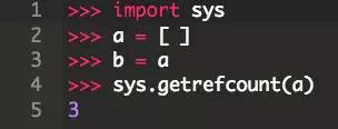 Python利用引用计数来进行内存管理演示代码