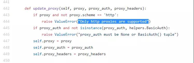 Only http proxies are supported