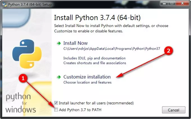 Python3.7.4 graphic installation tutorial